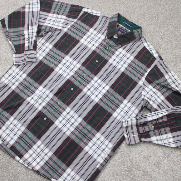 GANT Shirt Mens Large Red & Green Foxhunt Plaid Cotton/Poly Long Sleeve Button - Picture 4 of 12